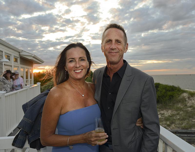 Kim Klabe and Todd Otis enjoy the sunset on the upper deck.